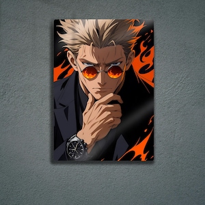 Satoru Gojo Jujutsu Kaisen Metal Poster – Anime Wall Art, Stylish Manga Decor, Sorcerer Artwork Gift for Anime Fans & Otaku Rooms Lovers