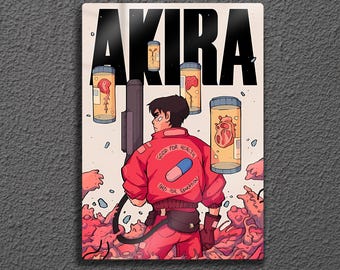 Aluminum Print, Akira Kaneda Metal Wall Art, Neo Tokyo Cyberpunk Poster, Retro Anime Gift