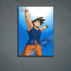 Anime Blue Light Goku Metal Poster – Dragon Ball Super Wall Art, Japanese Manga Print, Saiyan Warrior Decor, Gift İdea for Anime Lovers