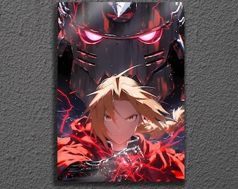 Edward and Alphonse Elric Metal Wall Art, Fullmetal Alchemist Brotherhood Poster, Elric Brothers