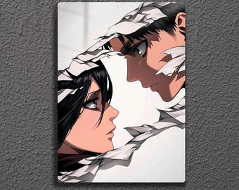 Eren and Mikasa Metal Wall Art, Attack on Titan Poster, Shingeki no Kyojin Gift