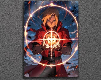 Edward Elric Alchemy Metal Wall Art, Fullmetal Alchemist Brotherhood Poster