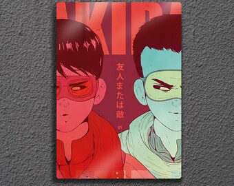 Akira Kaneda & Tetsuo Metal Wall Art, Neo Tokyo Anime Poster, Retro Manga Gift