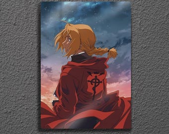 Edward Elric Metal Wall Art, Fullmetal Alchemist Manga Poster, Anime Fan Gift