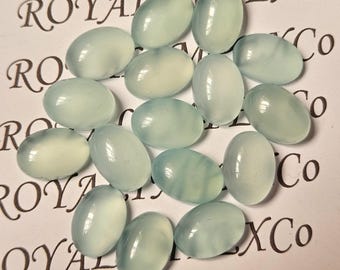 Piedra preciosa de calcedonia color aguamarina AAA en cabujón ovalado (varios tamaños)