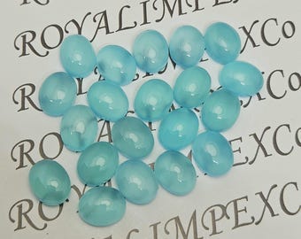 Cabochon ovale Aqua Calcédoine AAA, lot de pierres précieuses naturelles