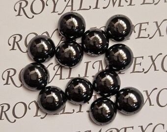 Cabujón de hematita negra - Piedras redondas pulidas, fabricación de joyas