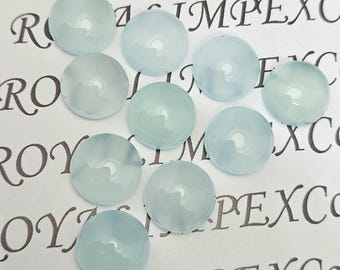 Natural Aqua Chalcedony Round Cabochon, Gemstone Lot (1.5-15 MM)