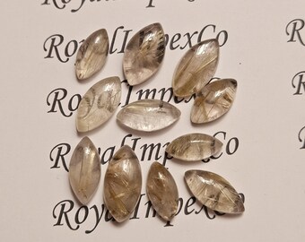Naturalny złoty kwarc rutylowy w kształcie markizy, kamień szlachetny w kształcie kaboszonu (różne rozmiary)