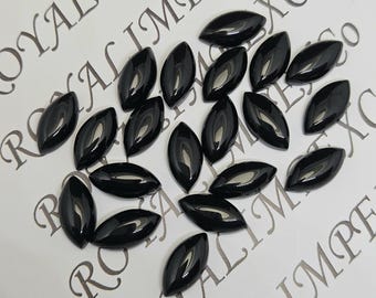 Pierre précieuse naturelle cabochon marquise en onyx noir (2 x 4 à 10 x 20 mm)