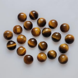 Natural AAA Tiger Eye Round Shape Cabochon 1.5 2 2.5 3 4 5 6 7 8 9 10 11 12 13 14 15 MM Size Yellow Tiger Eye Round Cab Excellent Gemstones