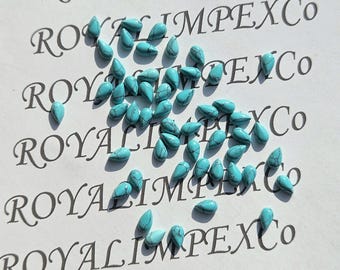 Pierre précieuse cabochon poire synthétique turquoise howlite (tailles disponibles de 2 x 3 x 15 x 20 mm)