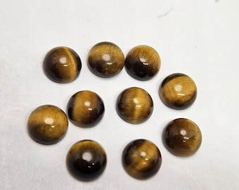 Natural Yellow Tiger Eye Cabochon RoundGemstone,AAA Quality Tiger Eye Loose Stone,Golden Chatoyant Gemstone,Jewelry Making Cabochon,1.5–15MM