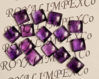 Cabujón cuadrado de amatista morada natural (tamaños de 2 a 15 mm)