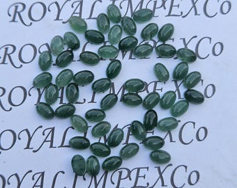 Piedra preciosa de jade verde natural en forma de cabujón ovalado (tamaño de 2 x 3 a 15 x 20 mm)