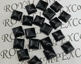 Piedra preciosa de ónix negro natural con cabujón cuadrado (2-15 mm)