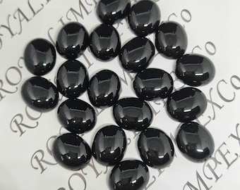 Cabochon ovale en onyx noir AAA (taille de 2 x 3 x 15 x 20 mm)