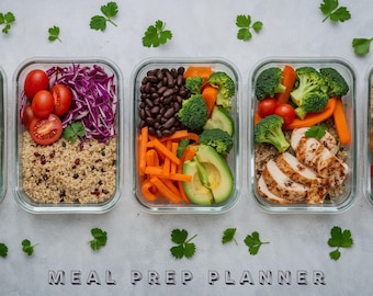 Sistema de preparación de comidas en 2 horas / Plan de comidas semanal en PDF / Guía de preparación de comidas saludables para principiantes / Planificador imprimible / Libro electrónico de cocina por lotes