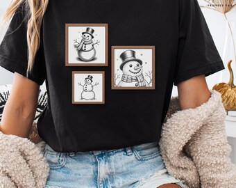 Christmas Snowman PNG, Holiday T-Shirt Design, Winter Sublimation Clipart, Festive Digital Download
