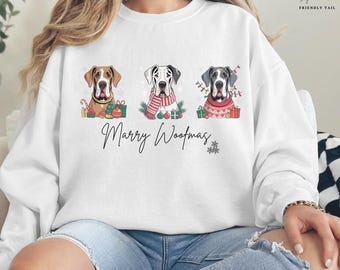 Great Dane dog woofmas Christmas PNG, Holiday T-Shirt Design, Winter Sublimation Clipart, Festive Digital Download