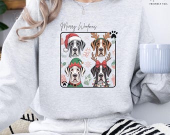 Great Dane dog woofmas Christmas PNG, Holiday T-Shirt Design, Winter Sublimation Clipart, Festive Digital Download