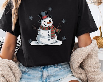 Christmas Snowman PNG, Holiday T-Shirt Design, Winter Sublimation Clipart, Festive Digital Download