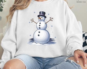 Christmas Snowman PNG, Holiday T-Shirt Design, Winter Sublimation Clipart, Festive Digital Download