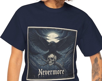 Gothic Raven Skull T-Shirt: Edgar Allan Poe Nevermore Tee
