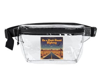 On a Dark Desert Highway graphic Transparent Fanny Pack | Road Trip Festival Clear Waist Bag