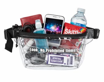 Clear Stadium Fanny Pack | Transparent Zipper Waist Bag - "Look, No prohibited Items"