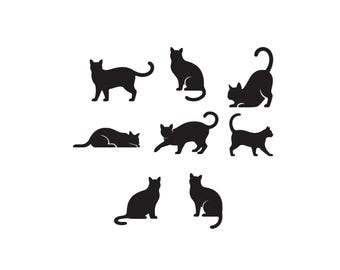 Set Mini Cat Embroidery, Cat Silhouette Embroidery, Mini Cat Machine, Cute Cat Embroidery, Mini Cat Embroidery, Pet Embroidery, 6 Sizes