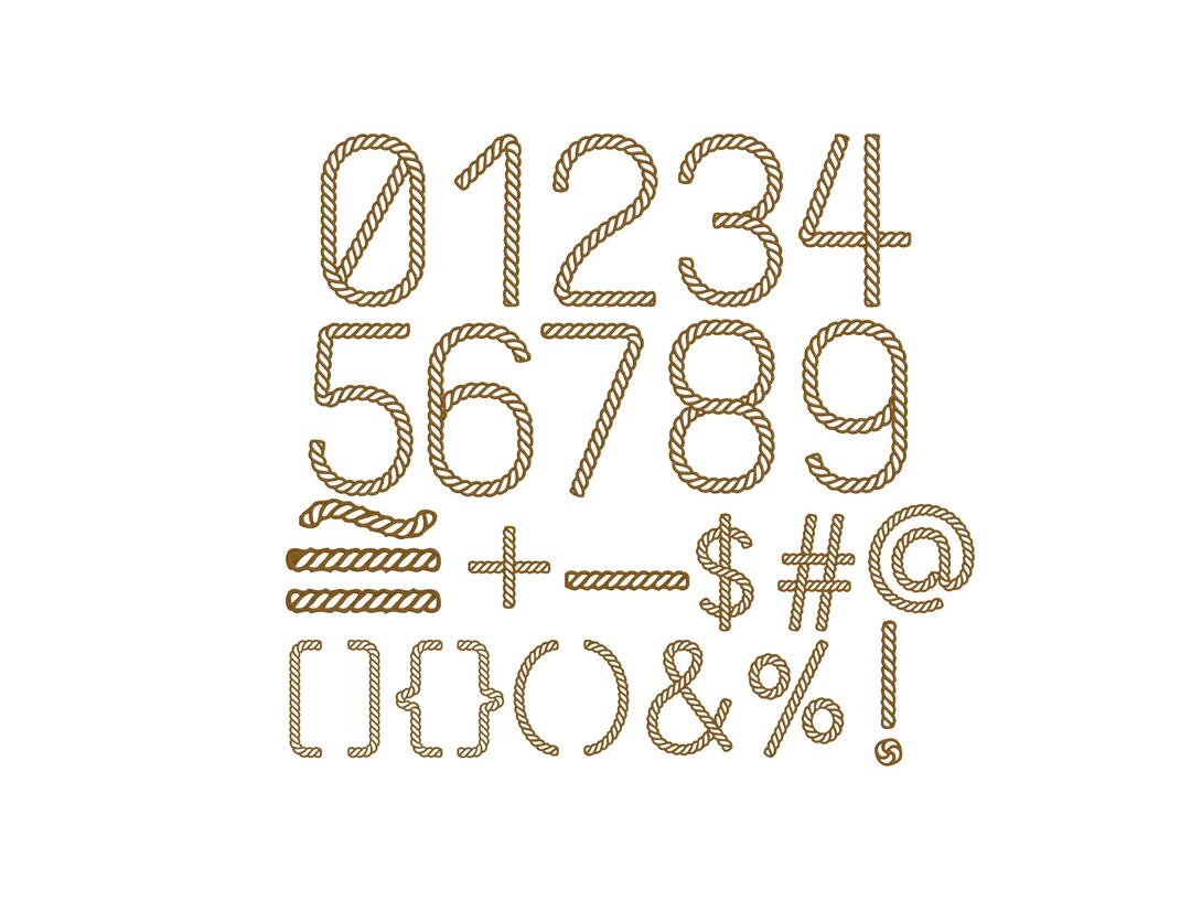 Rope Embroidery, Rope Numbers Embroidery, Math Sign Embroidery, Rope ...