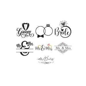 Motif de broderie Mr et Mme, mini ensemble de broderie couple, motifs de broderie Machine pour mariage, motifs monogramme des jeunes mariés, 6 tailles
