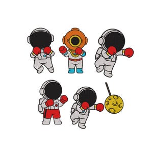Boxing Astronaut Embroidery, Fighting Embroidery, Astronaut Embroidery Design, Mini boxing Embroidery, Astronaut Bundle Embroidery, 6 Sizes