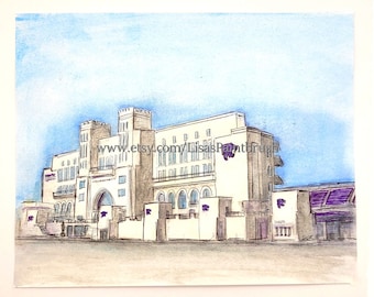 KSU Wildcats Stadium Watercolor Painting: Manhattan KS, Football Art