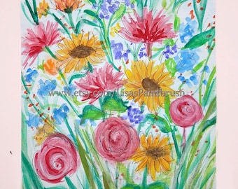 Wildflower Watercolor Painting: Impressionist Floral Folk Art