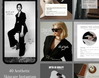 40 gotowych szablonów Instagram i Canva dla menedżerów mediów społecznościowych i twórców treści. Edytowalne szablony cyfrowe inspirowane Pinterestem.