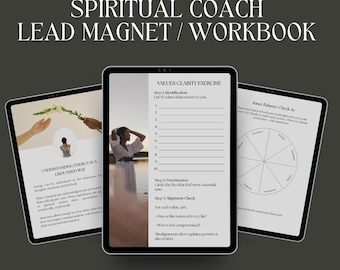 Plantilla de libro de trabajo de coaching espiritual / Ebook de Canva de 30 páginas con imán de clientes potenciales / Guía de mindfulness y autorreflexión