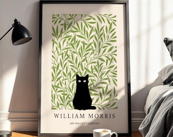 William Morris Poster: Black Cat Print, Art Nouveau, Set of Two, sold seperately