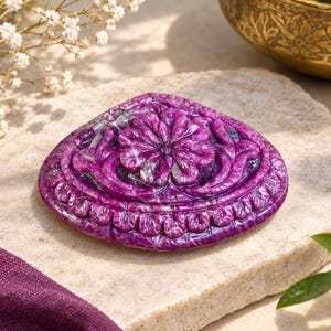 Natural Unheated Ruby Carving Gemstone - Hand Carved Flower Design for Jewelry Making, Jaipur Artisan Precious Stone