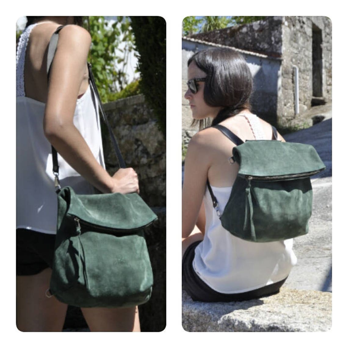 OFFER Leather Backpack Crossbody Bag Convertible Backpack Etsy UK