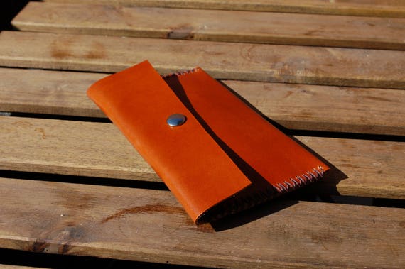 Leather wallet mobile wallet card holder leather mobile case - brown leather