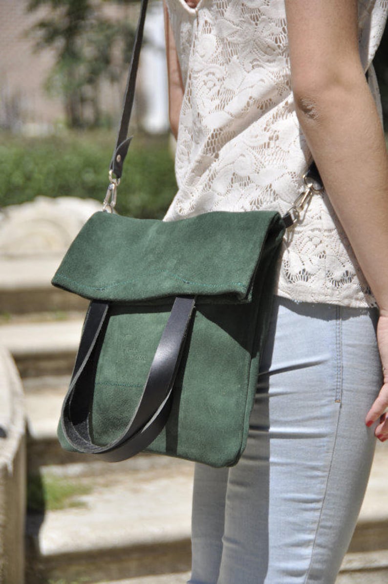 OFFER Leather bag MERY model in green leather | Etsy