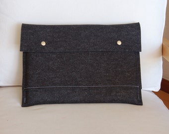 13 inch MacBook Pro sleeve, MacBook Pro 13 case, MacBook cover, 13 inch MacBook pro case, MacBook 13 sleeve - Athracite felt