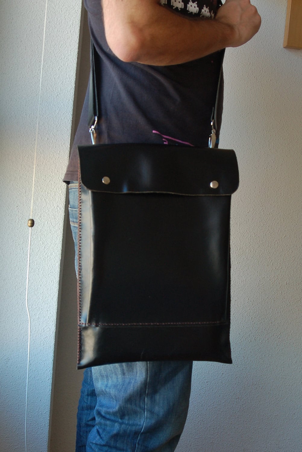 Sac de MacBook Pro, MacBook Pro Retina sac, barre Touch de MacBook Pro, MacBook Pro 13" sac, MacBook Pro 15" sac noir en cuir - grande poche