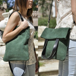 ANGEBOT - Ledertasche - MERY Modell aus grünem Leder