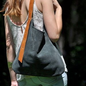 OFFER - Leather bag tote handbag crossbody shoulder hobo bag - CURVE model in grey leather