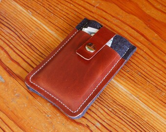 Felt iPhone 8 case iPhone 7 sleeve iPhone 6 cover iPhone 8 plus case iPhone 7 plus sleeve iPhone 6 plus-Anthracite felt & dark brown leather