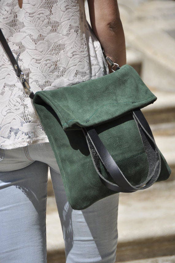 AANBIEDING Leren tas MERY model in groen leer Etsy Nederland