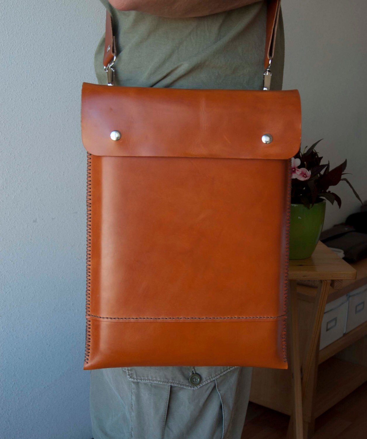 Sac MacBook Air, MacBook Air 11 sac, MacBook Air 13case, 13 MaBook Air bag, MacBook Air 13 manches, poche et sangle, leathe3 marron